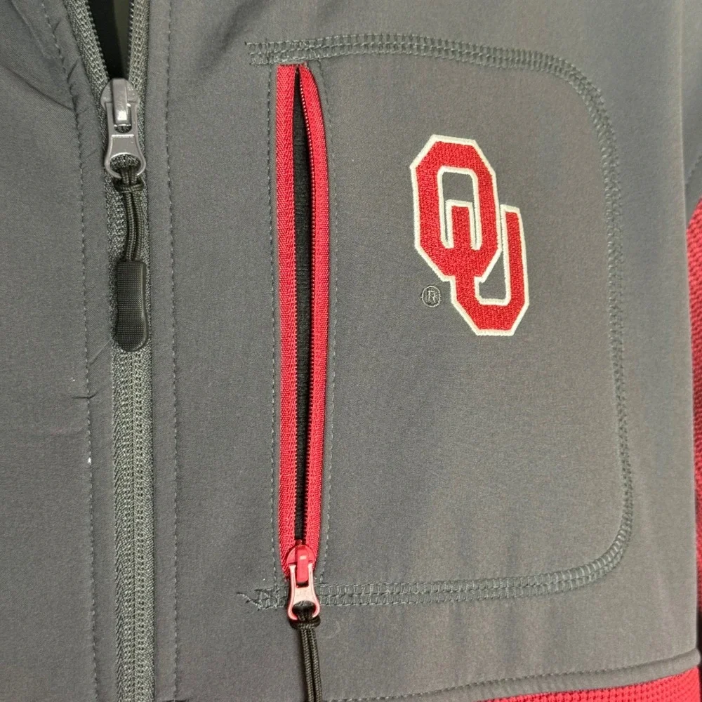 Colosseum Oklahoma Sooners‎ Mens XL Full Zip Hoodie Jacket Grey Maroon OU Fleece